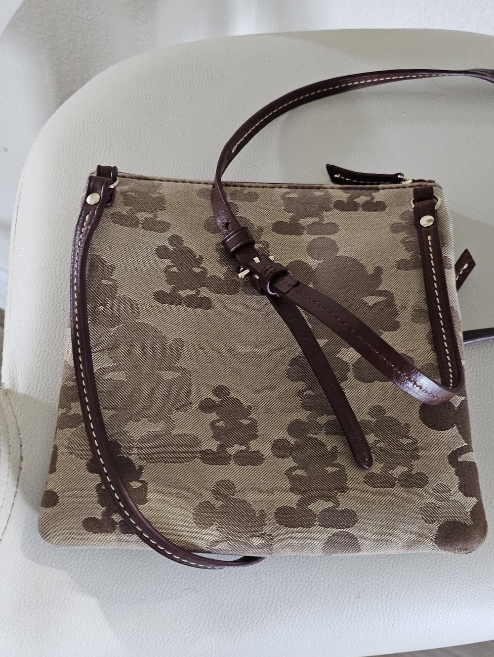 Disney Dooney & Bourke Vintage Style Mickey Mouse Crossbody Bag Tan Brown Canvas - Picture 6 of 12